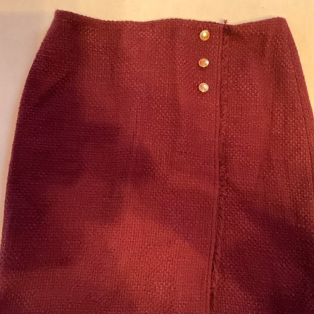 Tweed Burgundy straight skirt